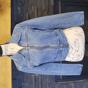 J Galt small fitted denim jean jacket with zipper